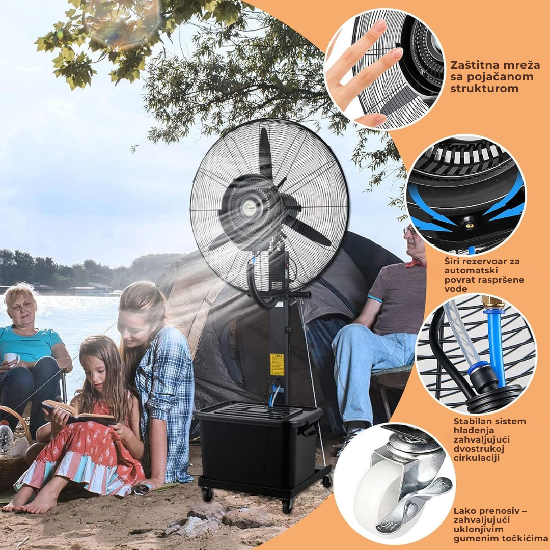 Pokretni Ventilator sa Raspršivačem Vode
